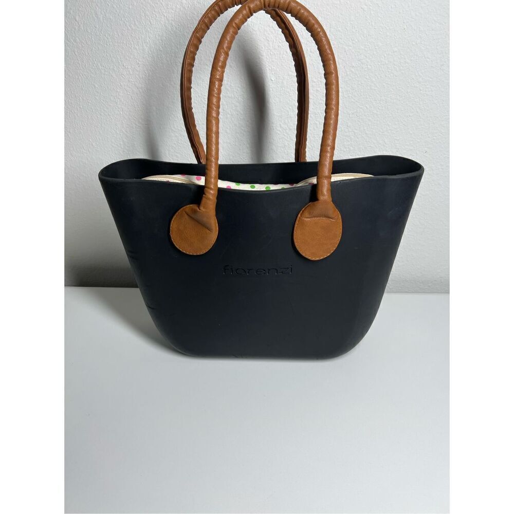 RARE Fiorenzi WATERPROOF TOTE BAG W/HANDLE BLACK BROWN